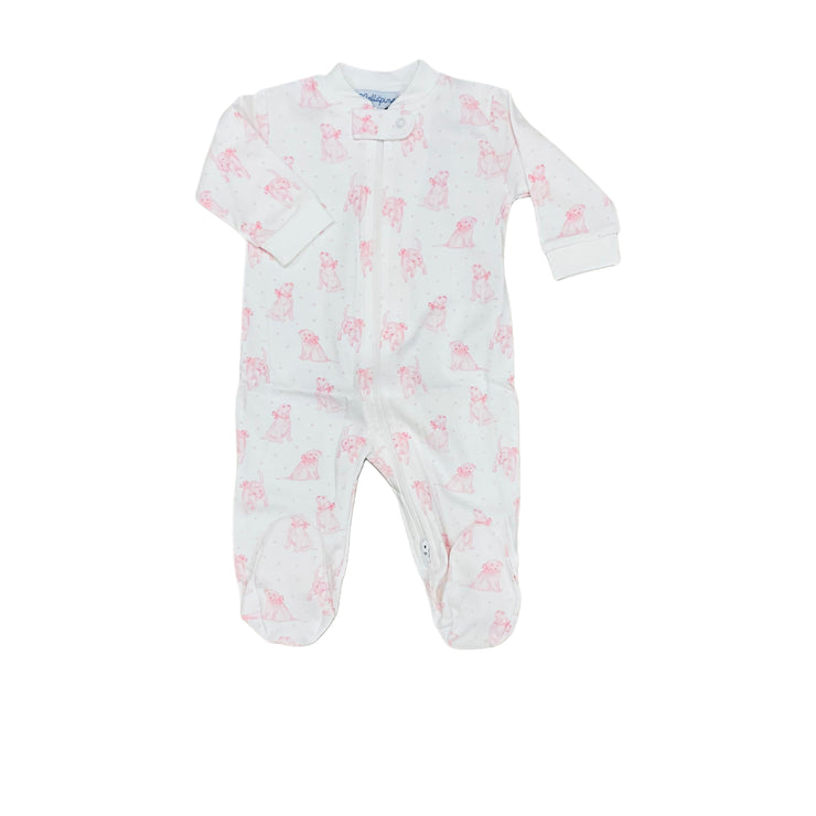 Pink Puppy Love Zipper Footie