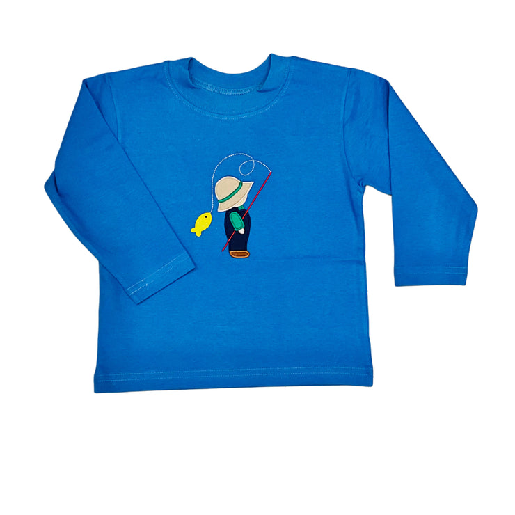 Boy Fishing Med Blue Tee 25