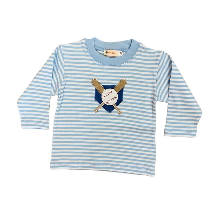 Baseball X Bats Sky Stripe Tee