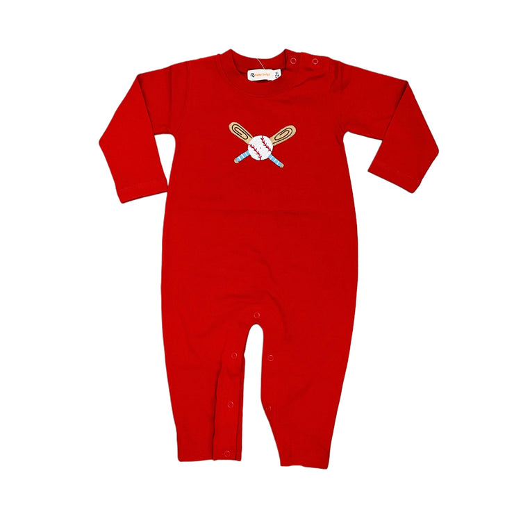 Baseball 2 Bats Red Romper 25