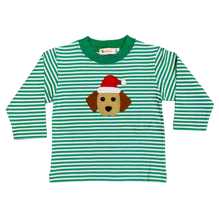 Dog/Santa Green Stripe Tee