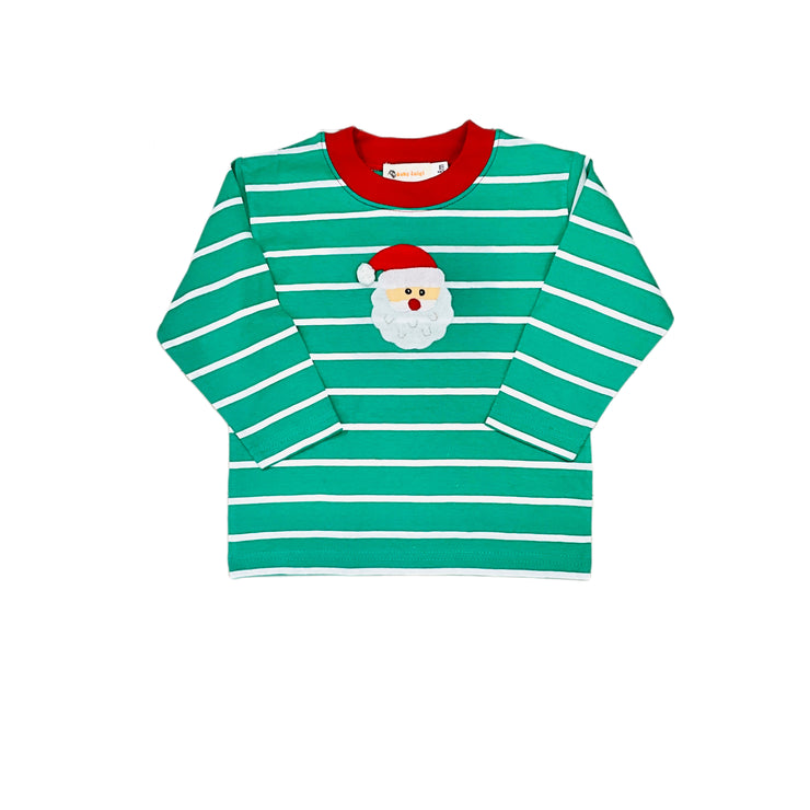 Santa Face Green Stripes Tee 24