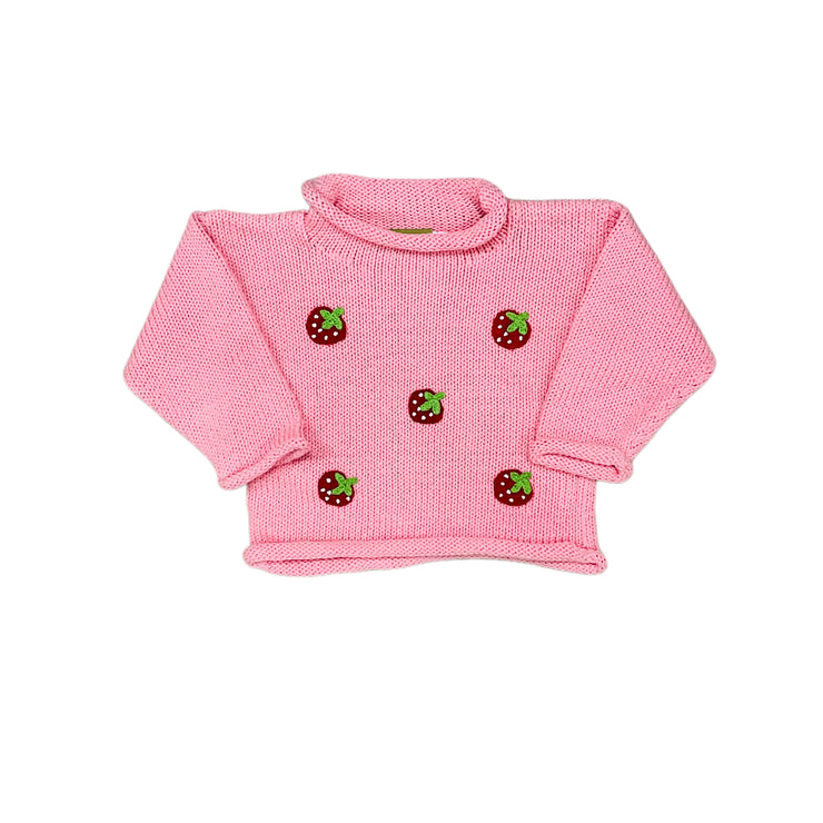 Strawberries Lt Pink Roll Sweater