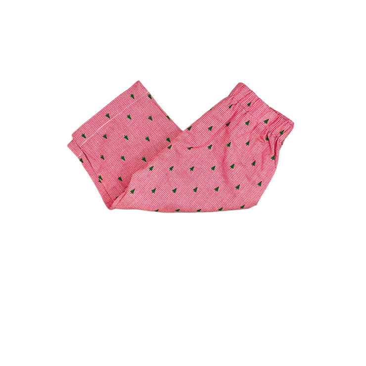 Red Micro Gingham Trees Pants