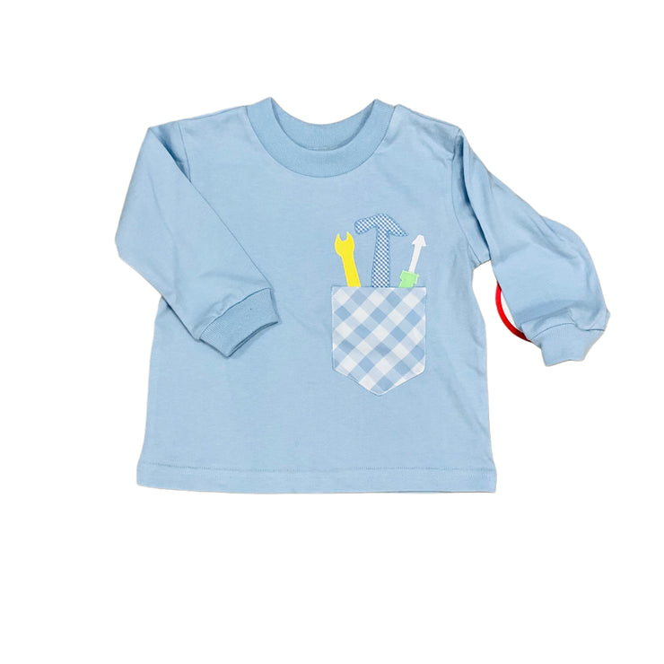 Blue Tools In Pocket Tee LS