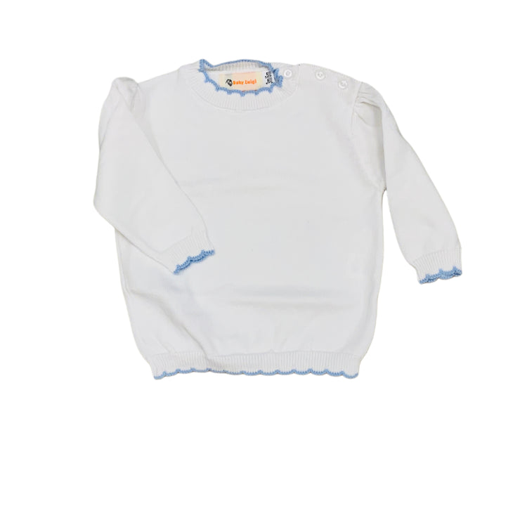 White/Sky Scallop Sweater