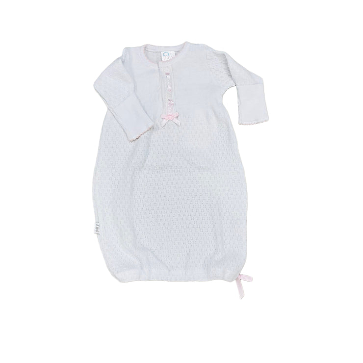 White/Pink Eyelet Trim Daygown