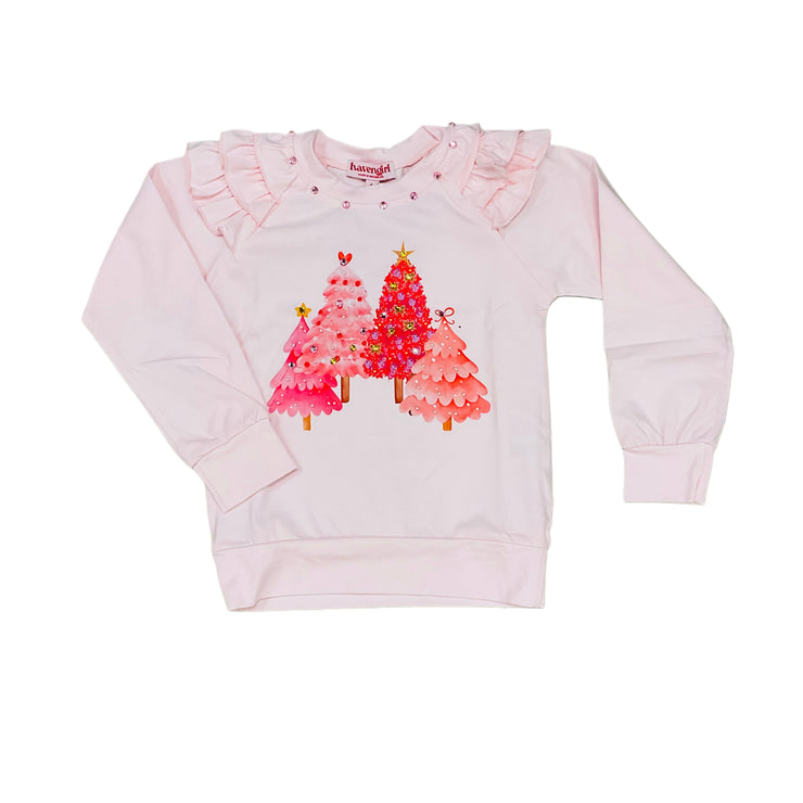 Blush Pk Cmas LF Ruffle Tee