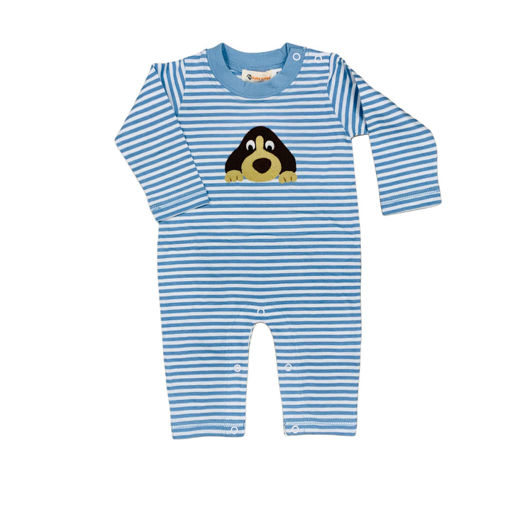 Puppy Chambray Stripe Romper