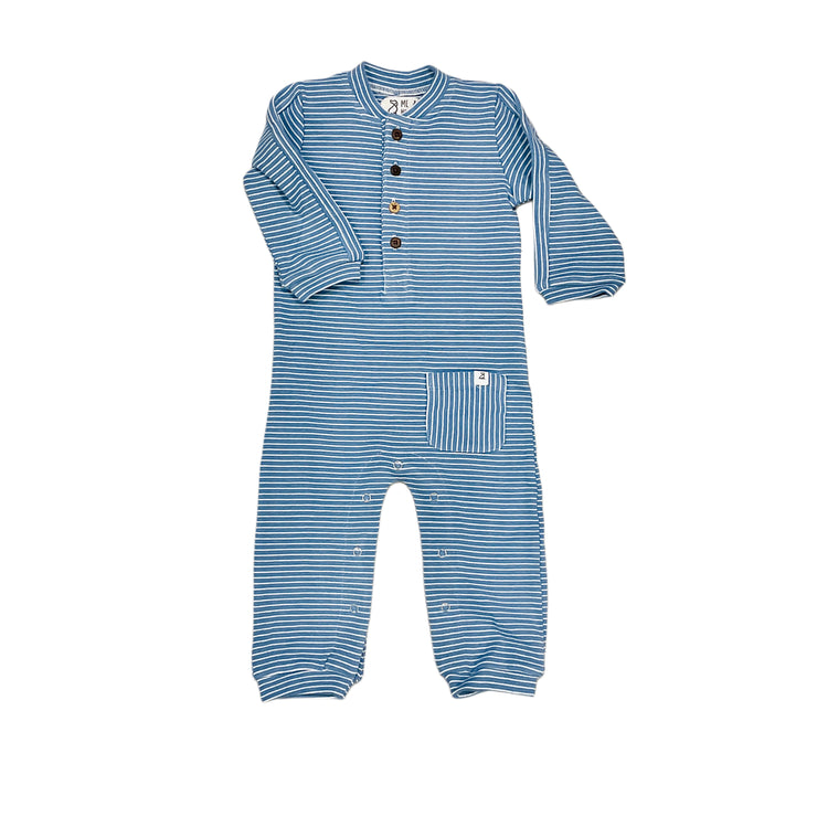 Mitch Bl/Wh Henley Romper