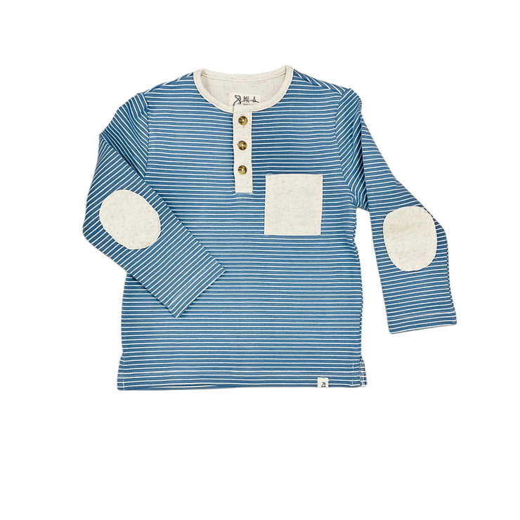 Linden Blue/White Henley