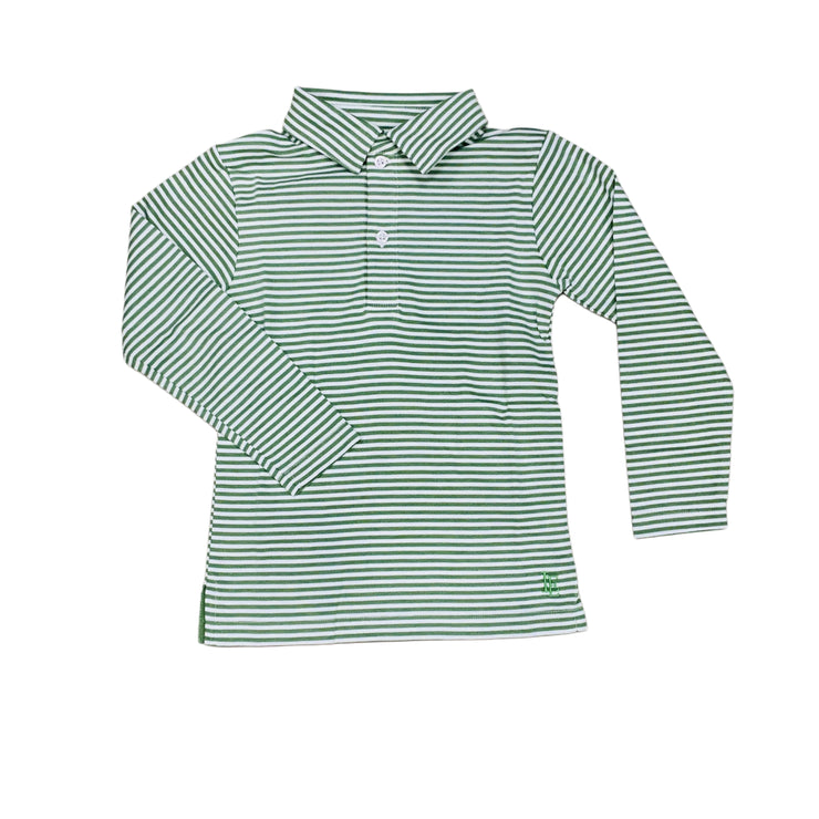 LS Polo Watercress Stripe