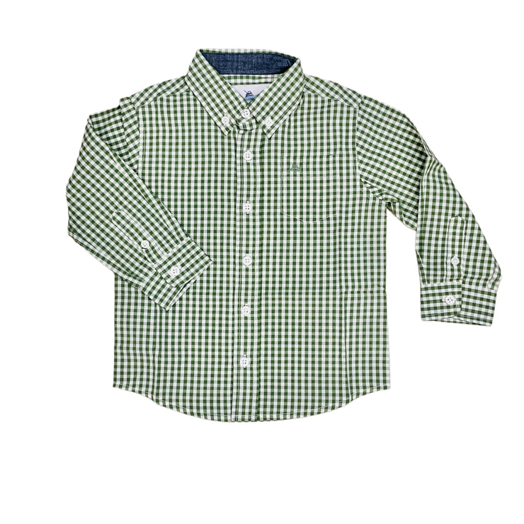 Vineyard Gn/ Wh LS Dress Shirt