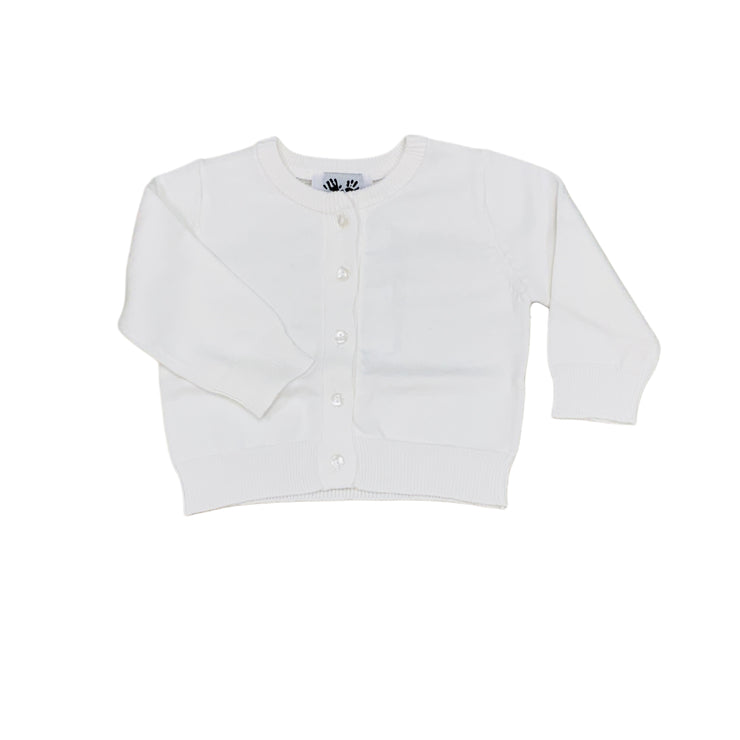 White Flat Button Cardigan