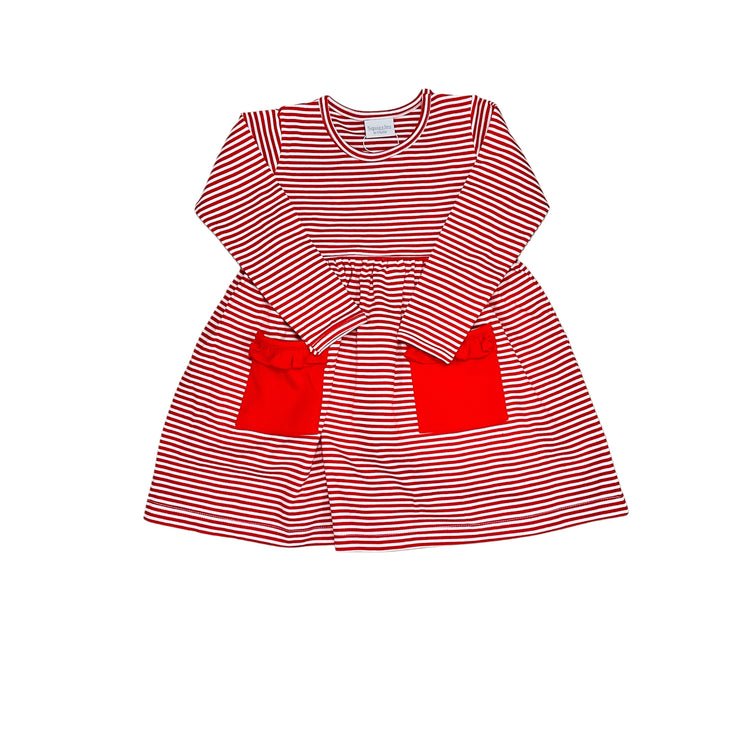 Red Stripe/Red Pocket Popover Dress