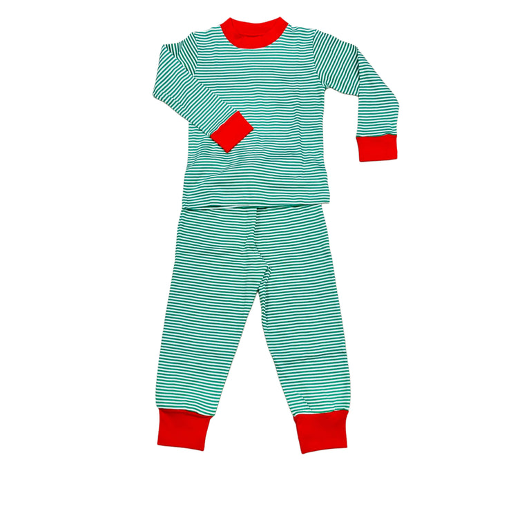 Green Stripe/Red Trim Cuff PJs 25