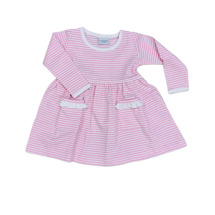 Pink Stripe/White Ruffle Pocket Dress 25