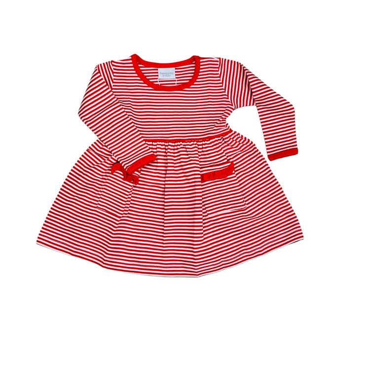 Red Stripe/Red Ruffle Pocket Dress