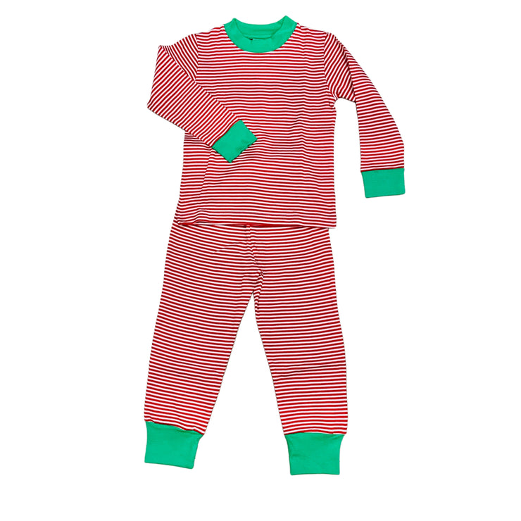 Red Stripe/Green Trim LS Cuff PJs 25