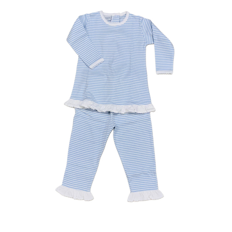 Blue Stripe/White Ruffle Lounge Set