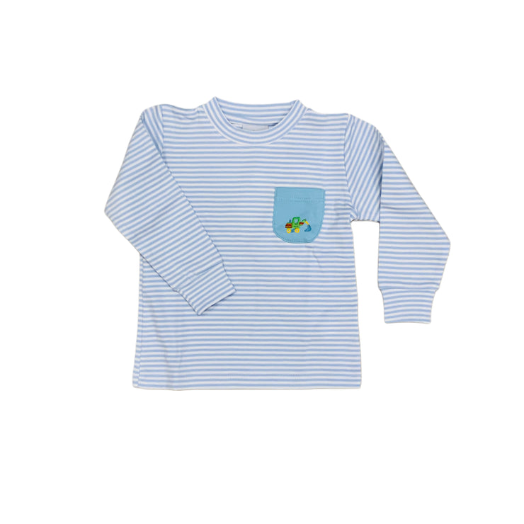 Blue Stripe Pocket Backhoe Tee