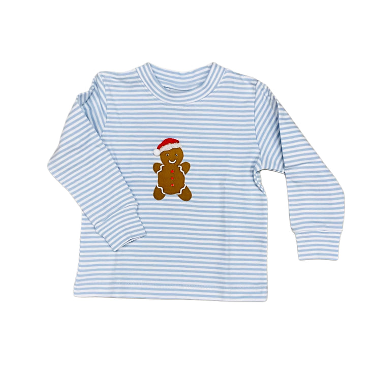 Gingerbread Boy Blue Stripe Tee