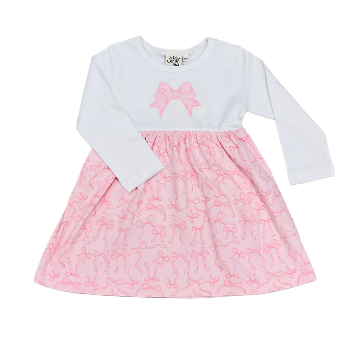 Lt Pk Bows Print Dress 25