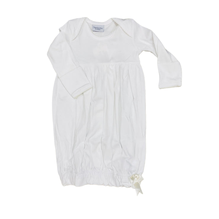 White/Ecru Picot Trim Daygown w/ Bow