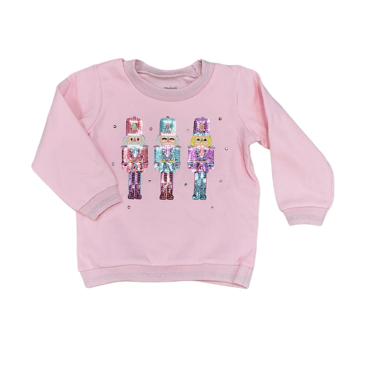 Lt Pink Sequin Nutcracker Sweatshirt