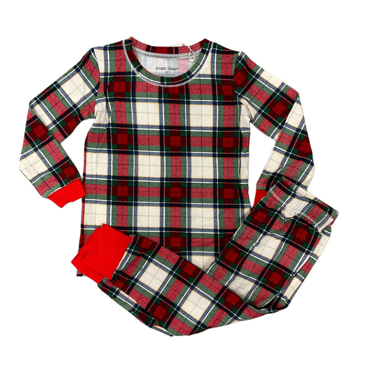 Gr/Rd Holiday Plaid LS PJ Set