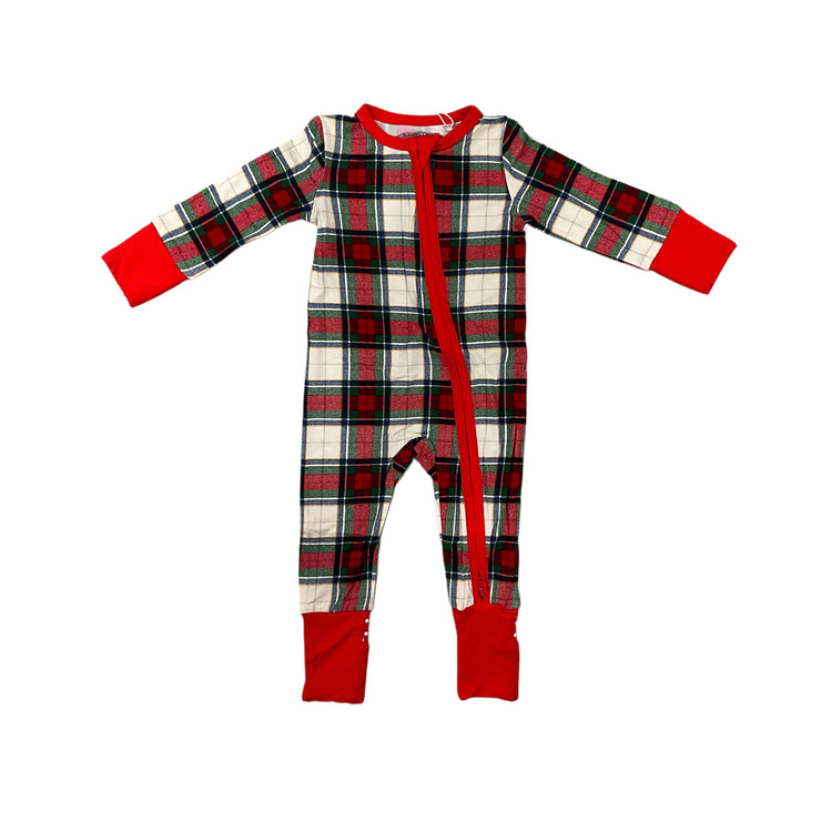 Gr/Rd Holiday Plaid Romper