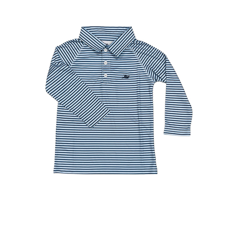 Navy/Powder LS Polo