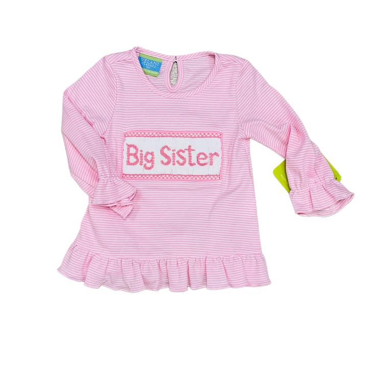 Pk Stripe Big Sister LS Tee