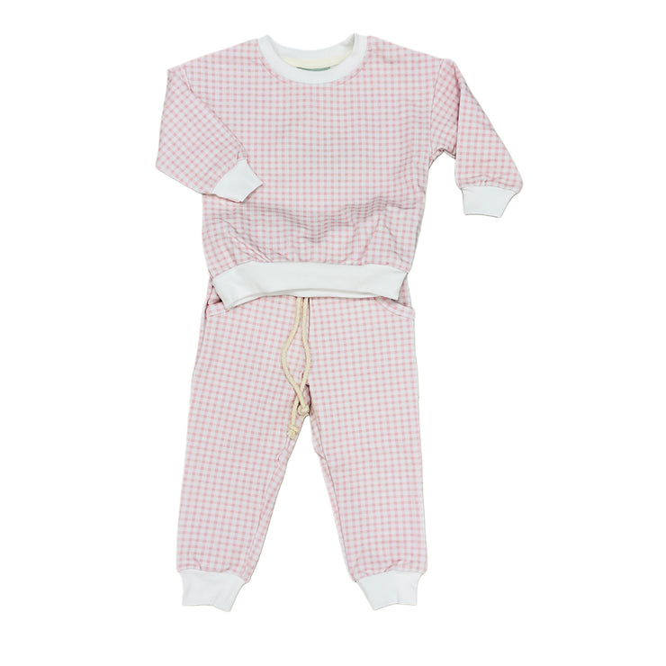 Pink Gingham Jogger Set