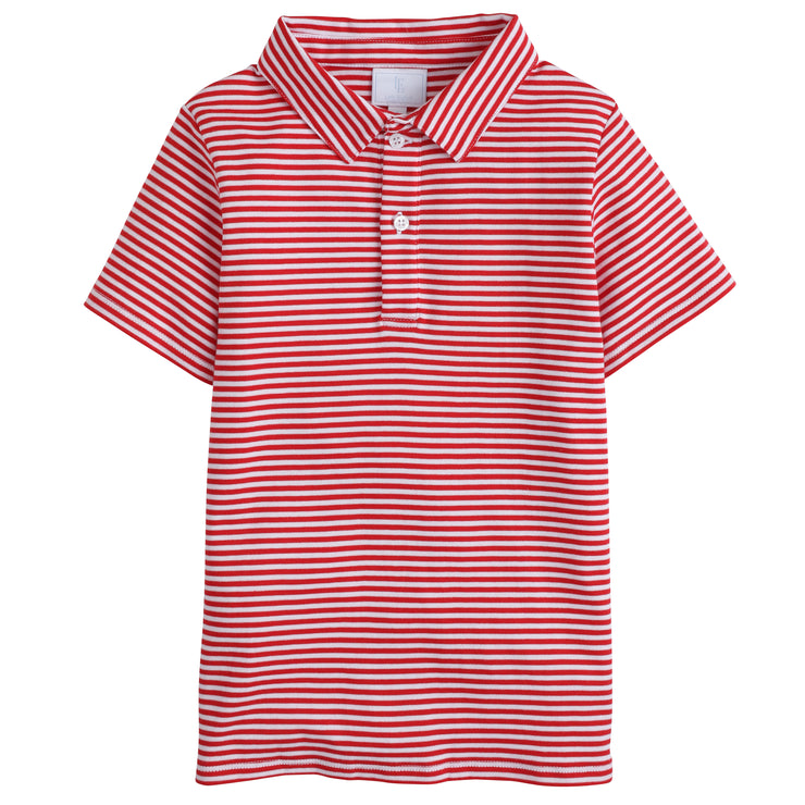 Red Short Sleeve Stripe Polo