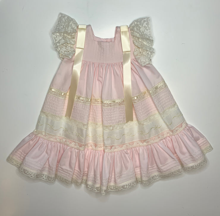 The Mary Pink/Ecru Heirloom Dress