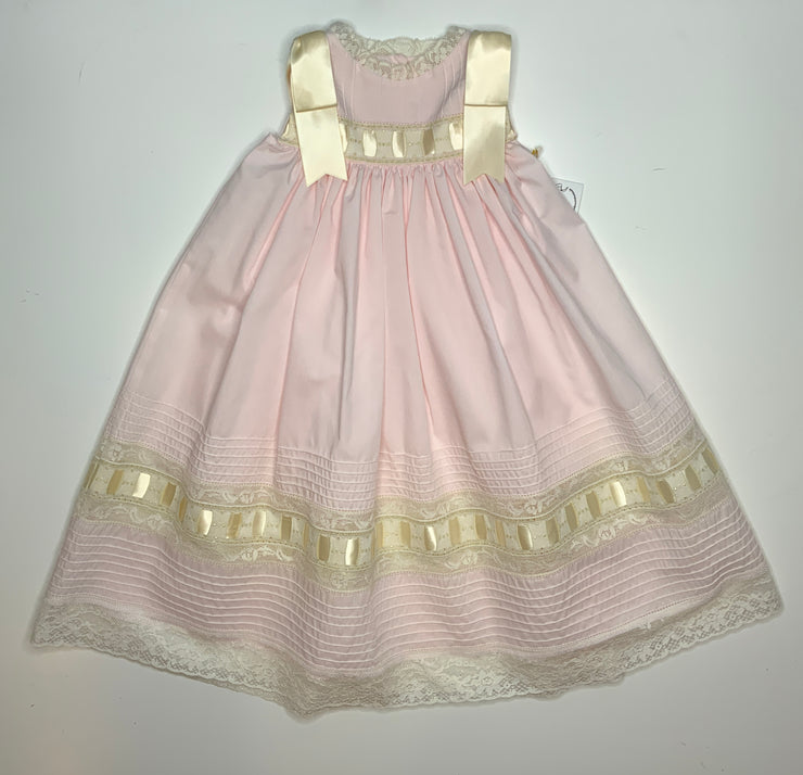 The Katherine Heirloom Sleeveless Dress Pink/Ecru